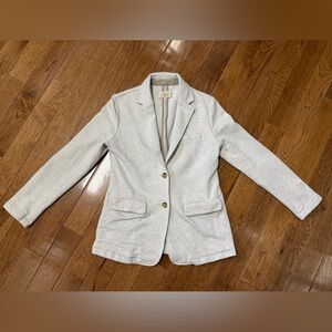 Faherty Light Cream Two-Button Knit Blazer